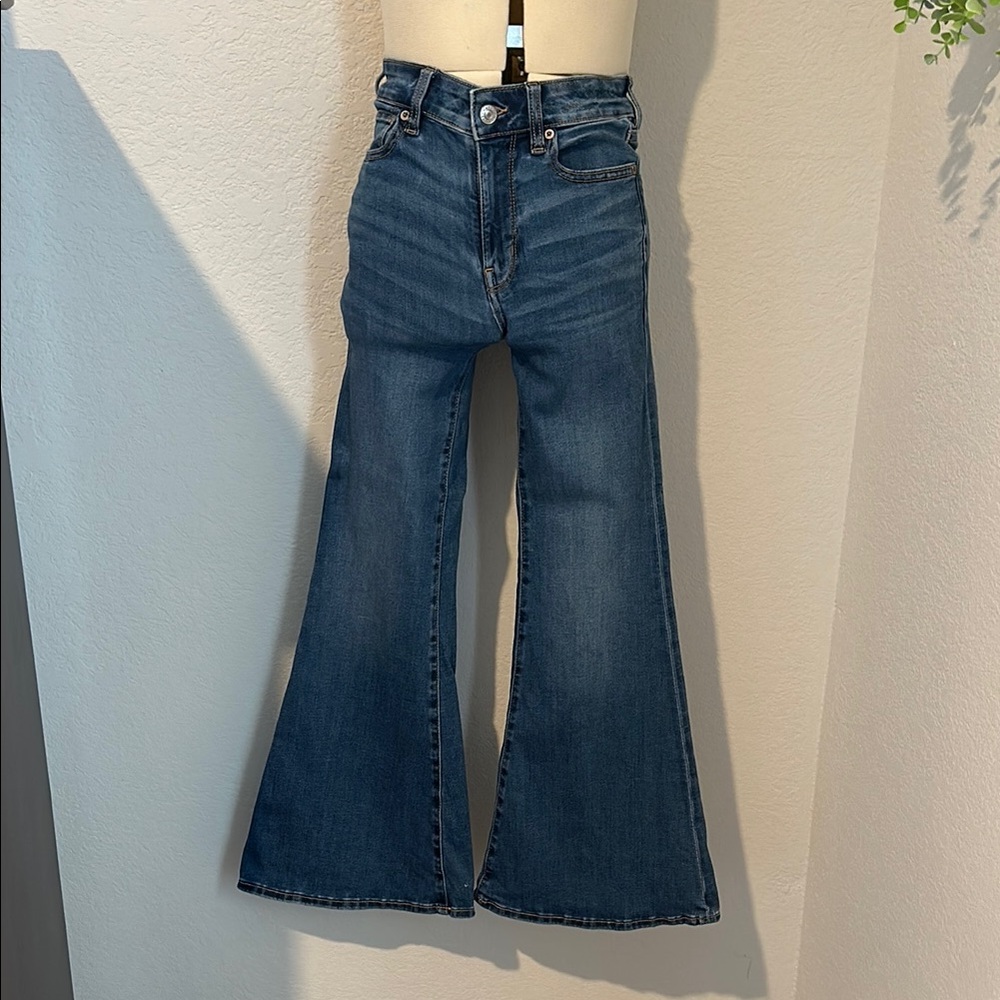 American Eagle Outfitters Blue Flare Wide Leg Jeans